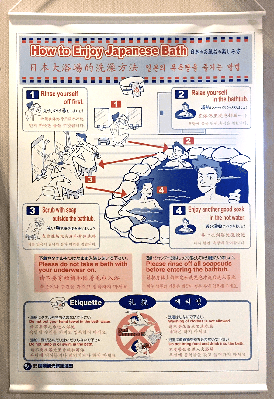 panneau explication bains Japon